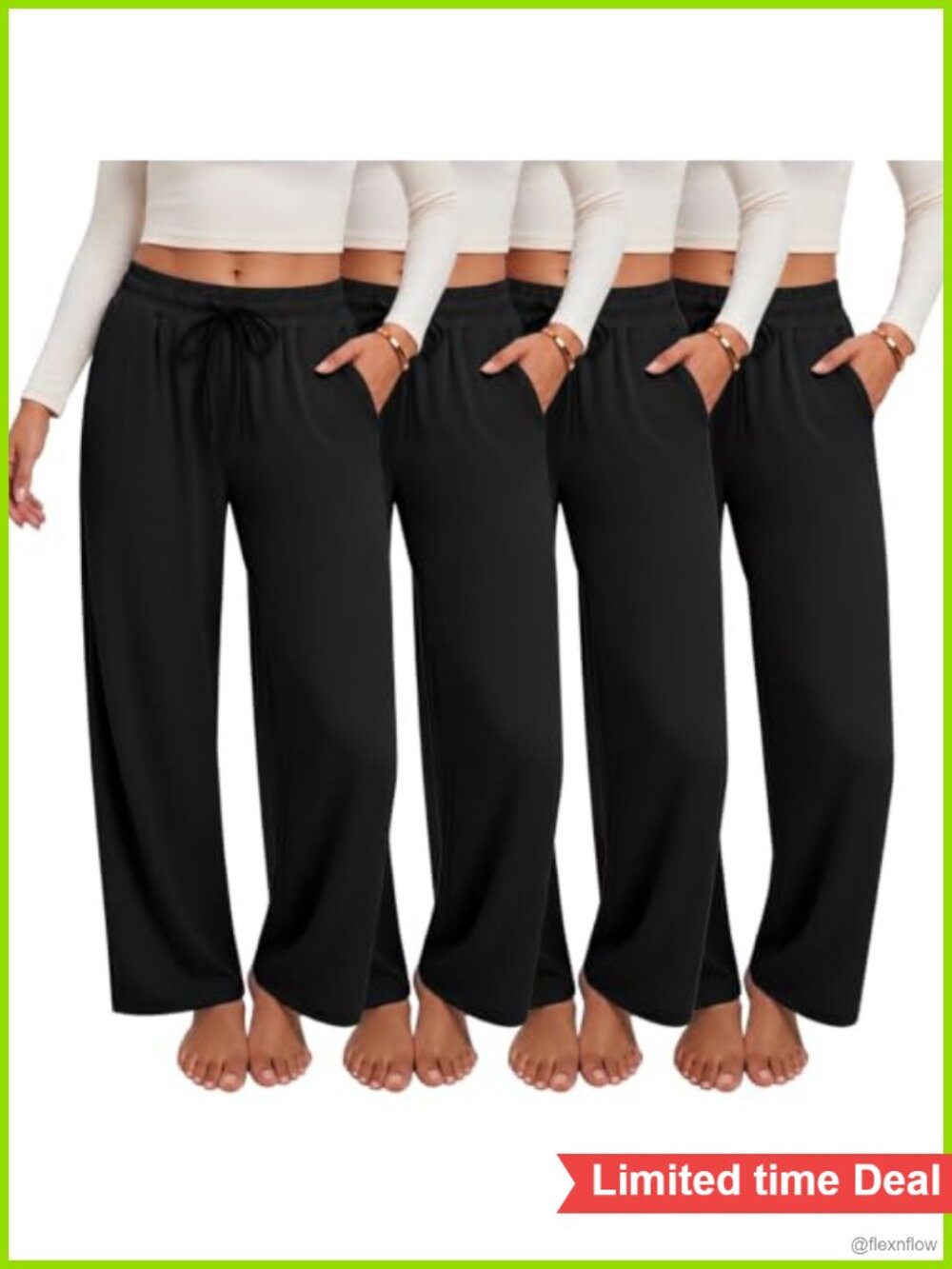4-Pack Womens Wide Leg Sweatpants Yoga Pants Pockets Lounge Active